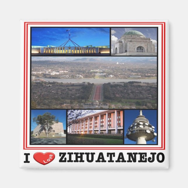 zMX006 ZIHUATANEJO I Love, Mosaic, Mexico, Fridge Magnet (Front)
