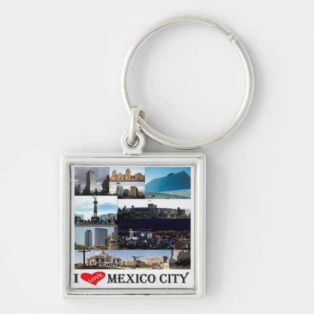 zMX008 mosaic of MEXICO CITY I Love, Key Ring (Front)