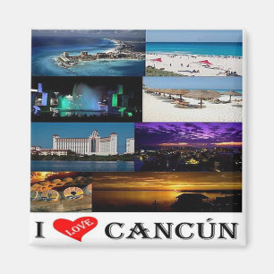 zMX020 CANCUN I Love, Mosaic, America, Fridge Magnet