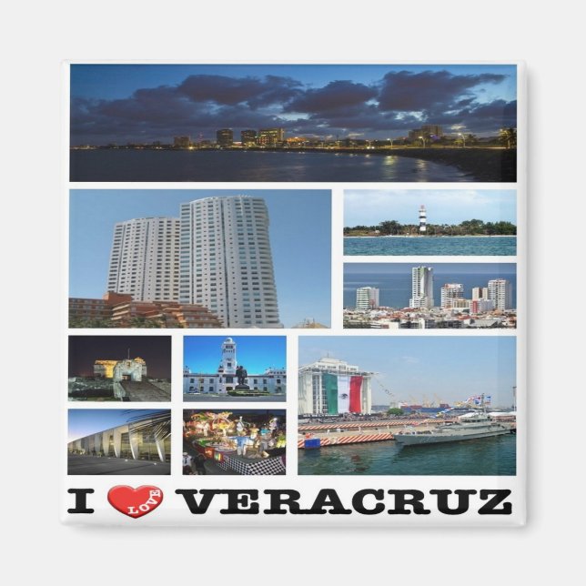 zMX021 VERACRUZ I Love, Mosaic, Mexico, Fridge Magnet (Front)