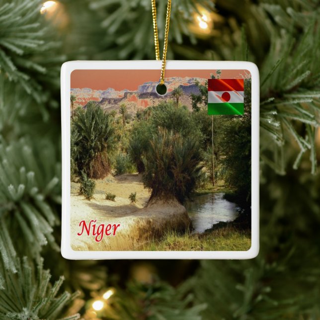 zNE008 NIGER, Oasis Bilma, Africa, Ceramic Ornament (Tree)