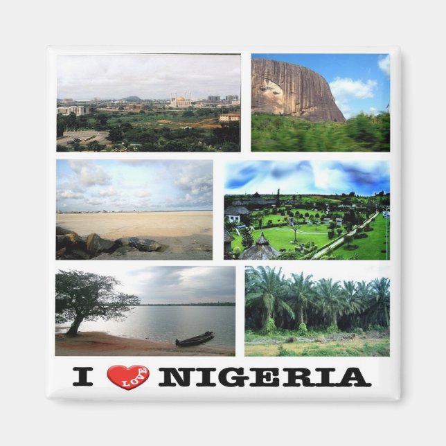 zNG011 NIGERIA I Love, Mosaic, Africa, Fridge Magnet (Front)
