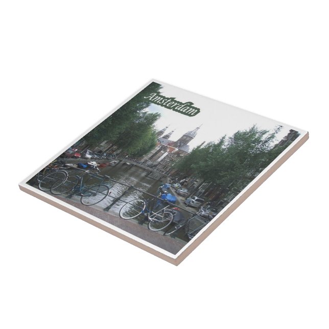 zNL008 AMSTERDAM bicycles on the canal bridge, Tile (Side)