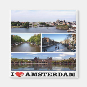 zNL014 AMSTERDAM "I Love", collage, Fridge Magnet