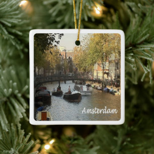 zNL017 AMSTERDAM navigable canal, Ceramic Ornament