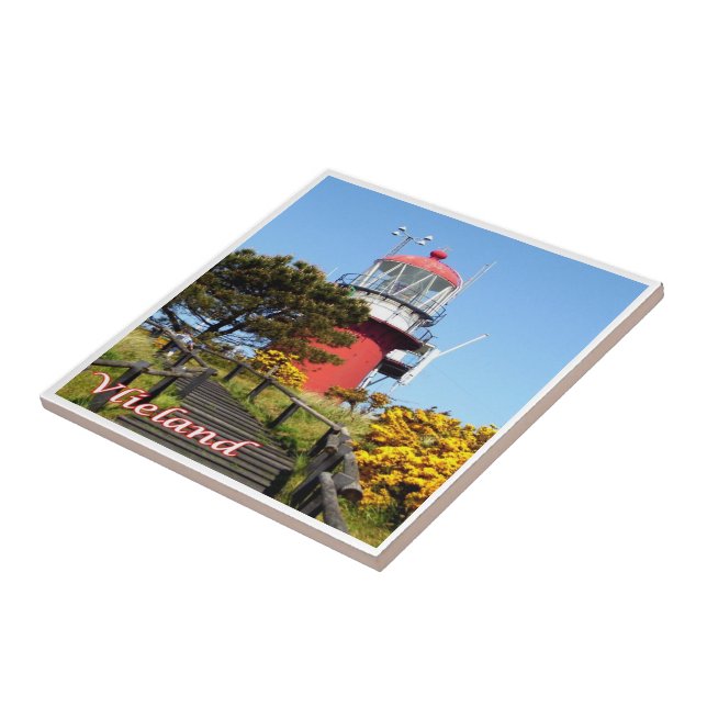 zNL021 VLIELAND lighthouse, Dutch Frisian Islands, Tile (Side)