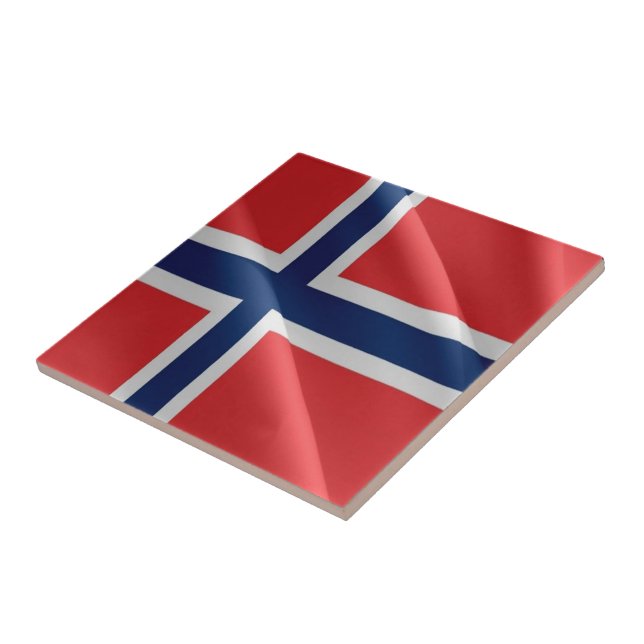 zNO002  NORWEGIAN waving FLAG, Norway, Tile (Side)