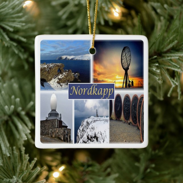 zNO007 NORDKAPP NORTH CAPE, Norway, Europe, Ceramic Ornament (Tree)