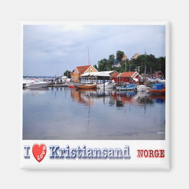 zNO048 KRISTIANSAND "I Love", Norway, Fridge Magnet (Front)
