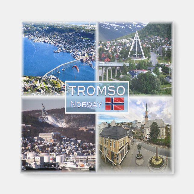 zNO049 TROMSO Artic Cathedral, aerial view, Norway Magnet (Front)