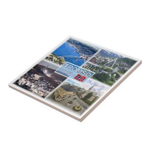 zNO049 TROMSO Artic Cathedral, aerial view, Norway Tile