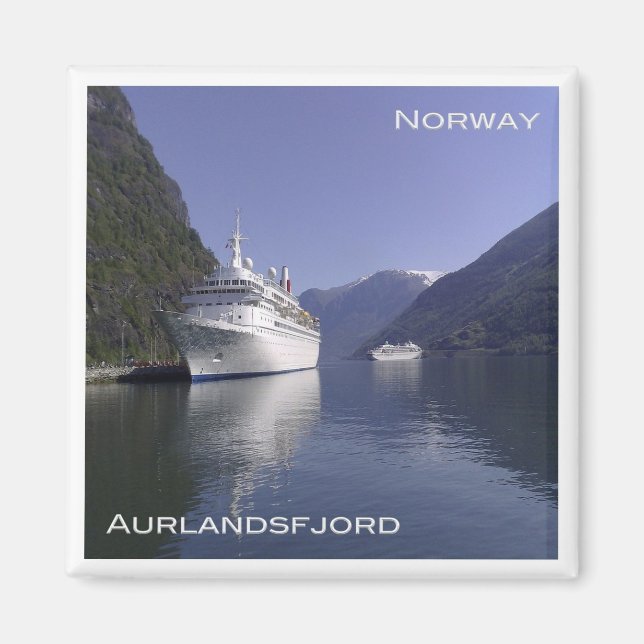 zNO101 AURLANDSFJORD, Cruise ship at Flåm, Norway  Magnet (Front)