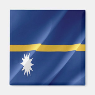 zNR002 NAURU WAVING FLAG, Oceania, Fridge Magnet