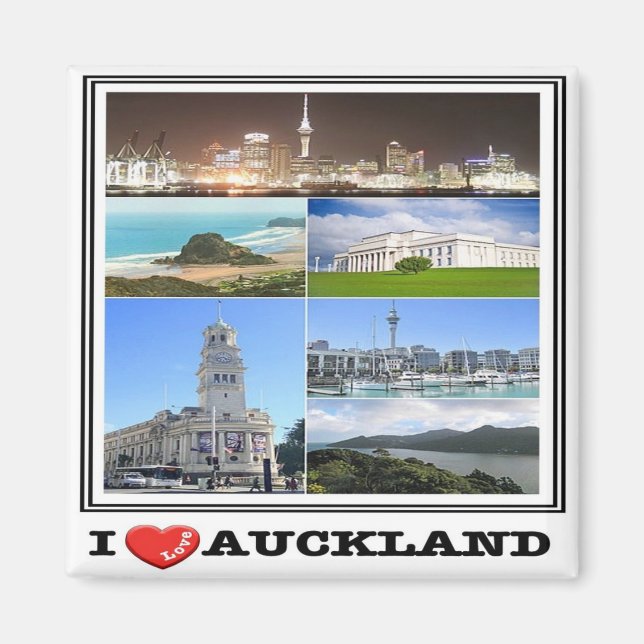 zNZ014 AUCKLAND I Love, Mosaic,NEW ZEALAND, Fridge Magnet (Front)