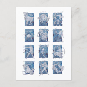 Zodiac 12 Star Signs Postcard