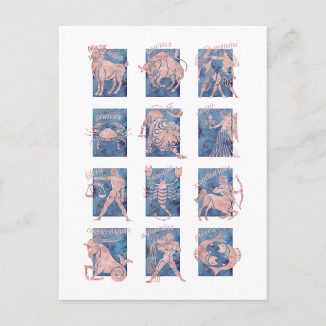 Zodiac 12 Star Signs Postcard (Front)
