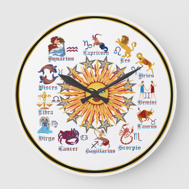 Zodiac 6 Colors Large Clock (Front)