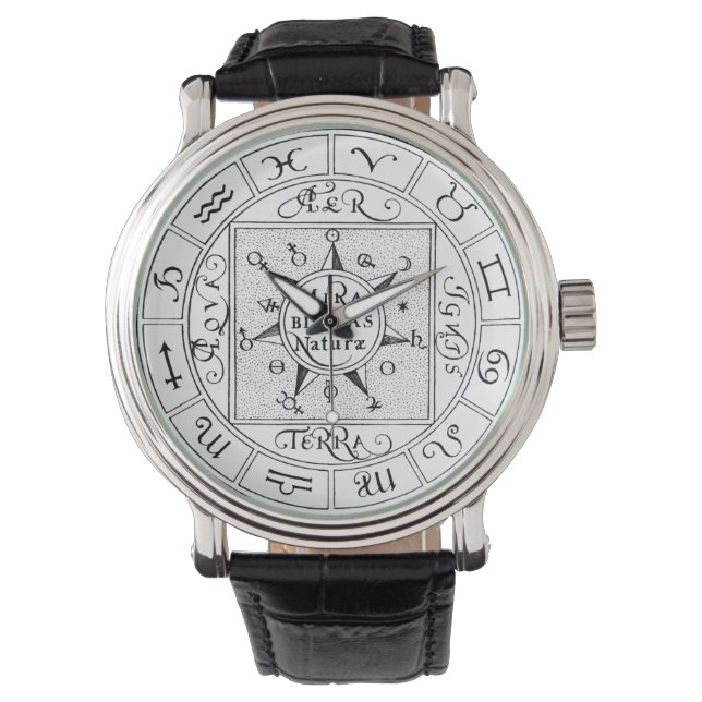 Zodiac and Planet Symbols Mandala Watch (Front)