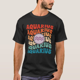 Zodiac Aqiarius Horoscope Retro Groovy Aquarius Zo T-Shirt