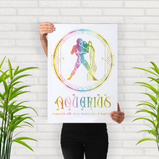 Zodiac Aquairus Compatibility Design Poster