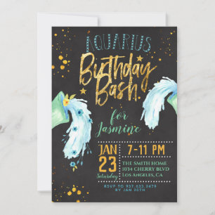 Zodiac Aquarius Birthday Invitation