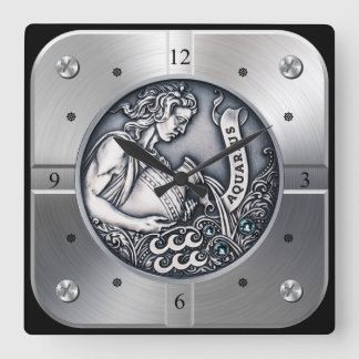 Zodiac ~ Aquarius ~ Celestial ~ Western Astrology Square Wall Clock