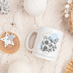 Zodiac Aquarius Floral Constellation Astrology  Coffee Mug