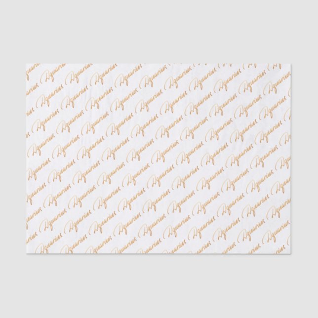 Zodiac "Aquarius" Gold Script Tissue Paper (Front)
