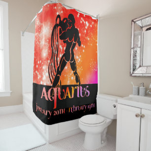 Zodiac : Aquarius Orange Space Design Shower Curtain