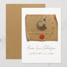 ZODIAC - Aquarius - Personalised Birthday Card