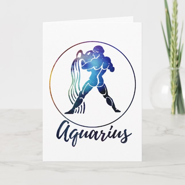 Zodiac : Aquarius Space Rainbow Circle Design Card (Front)