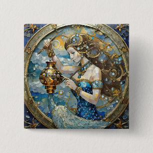 Zodiac - Aquarius The Water Bearer 15 Cm Square Badge
