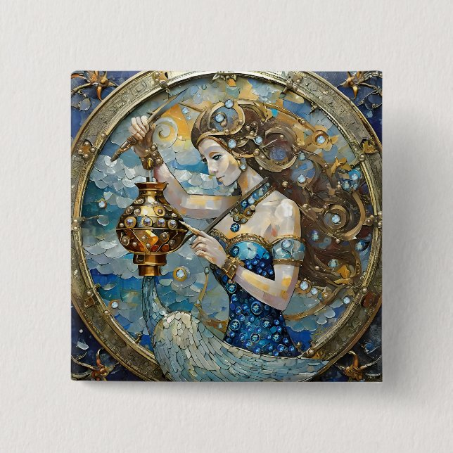 Zodiac - Aquarius The Water Bearer 15 Cm Square Badge (Front)