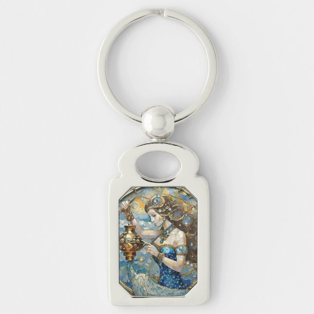 Zodiac - Aquarius The Water Bearer Key Ring (Front)