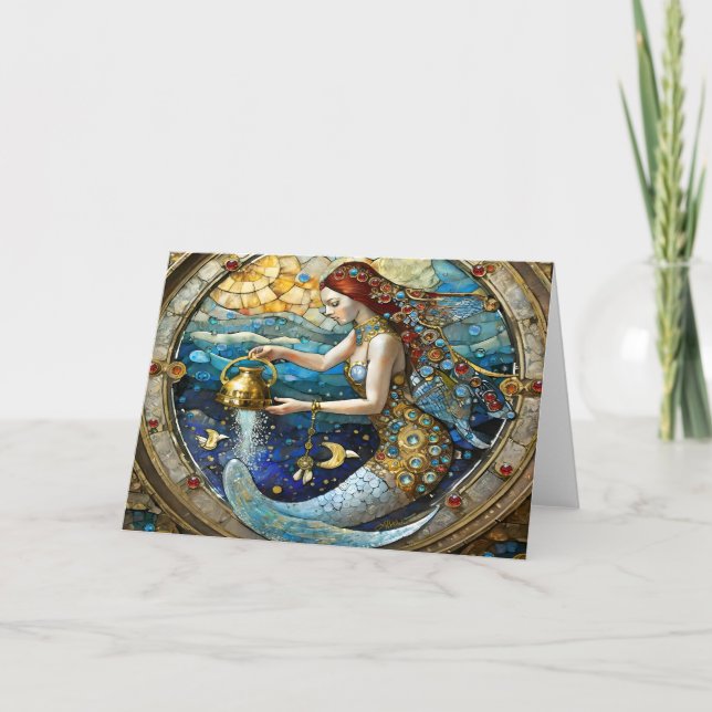 Zodiac - Aquarius The Water Bearer Mermaid Card (Front)