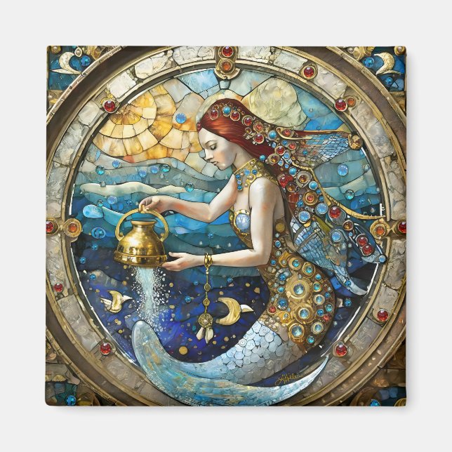 Zodiac - Aquarius The Water Bearer Mermaid Magnet (Front)