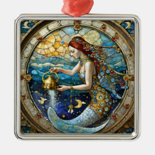 Zodiac - Aquarius The Water Bearer Mermaid Metal Tree Decoration