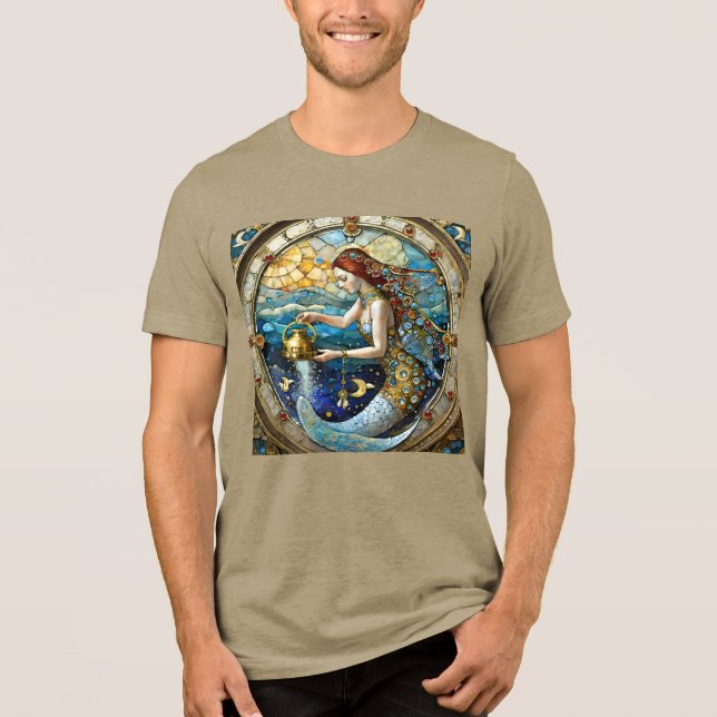 Zodiac - Aquarius The Water Bearer Mermaid Tri-Blend Shirt (Front)