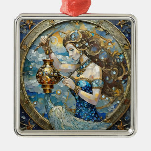 Zodiac - Aquarius The Water Bearer Metal Tree Decoration