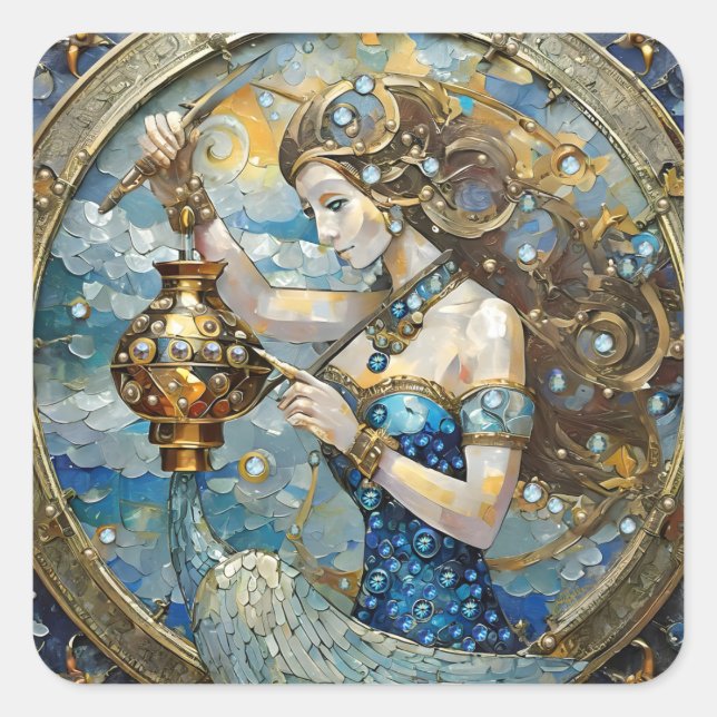 Zodiac - Aquarius The Water Bearer Square Sticker (Front)
