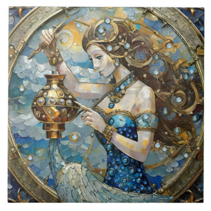 Zodiac - Aquarius The Water Bearer Tile