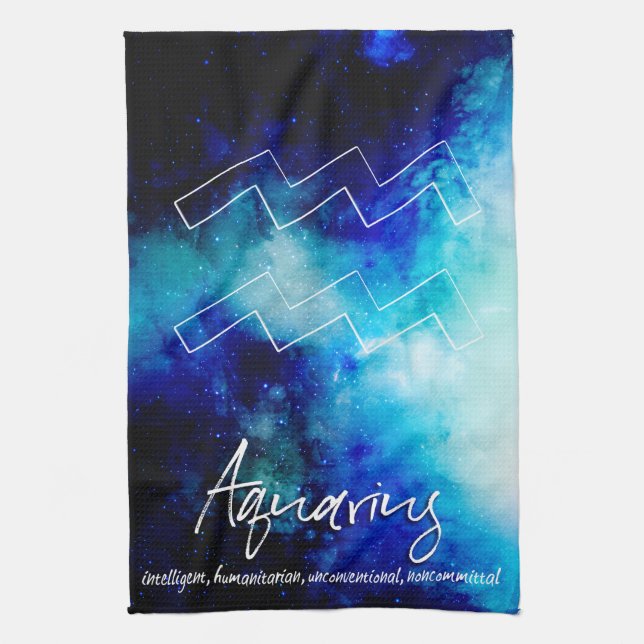 Zodiac : Aquarius Traits Tea Towel (Vertical)