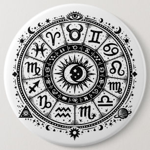 Zodiac Arcana — The Twelve Signs by BurnsInHell 6 Cm Round Badge