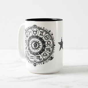 Zodiac Arcana — The Twelve Signs by BurnsInHell Two-Tone Coffee Mug