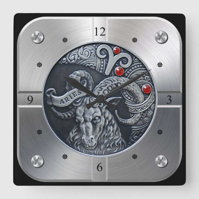 Zodiac ~ Aries ~ Celestial ~ Western Astrology ~   Square Wall Clock (Front)