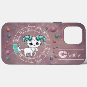 Zodiac Aries Cute Cat Wheel Planet Astrology iPhone 13 Pro Max Case