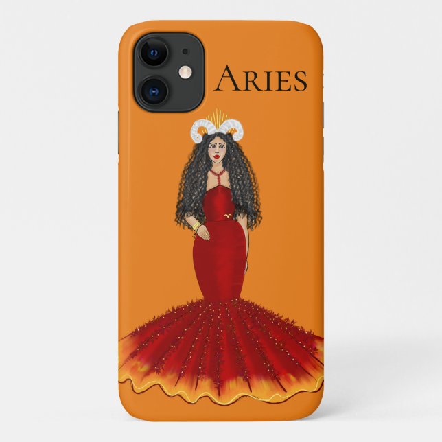 Zodiac Aries Goddess Custom Orange Case-Mate iPhone Case (Back)