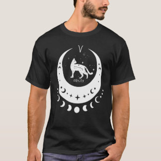 Zodiac Aries Horoscope Astrology Cat Crescent Moon T-Shirt