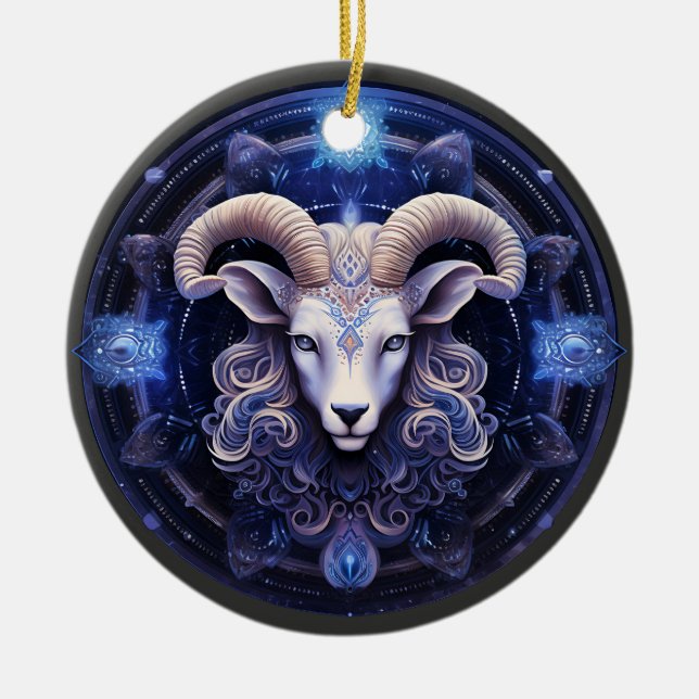 Zodiac Aries Personalised Astrology Ornament (Front)