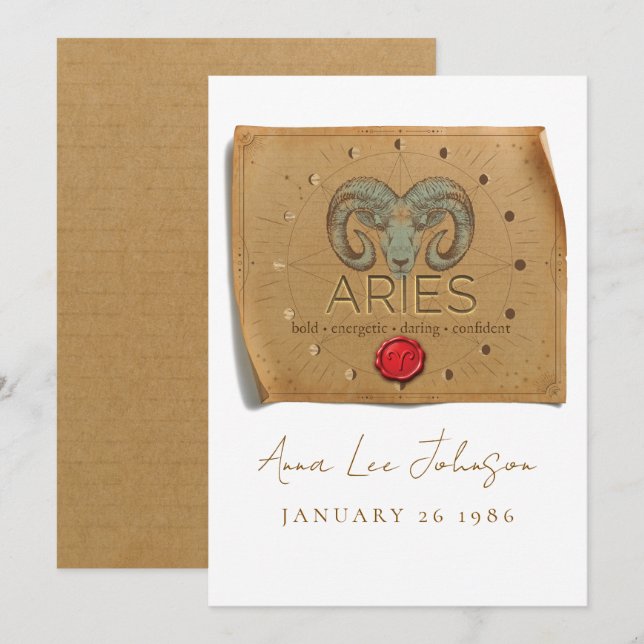 ZODIAC - Aries - Personalised Birthday Card (Front/Back)